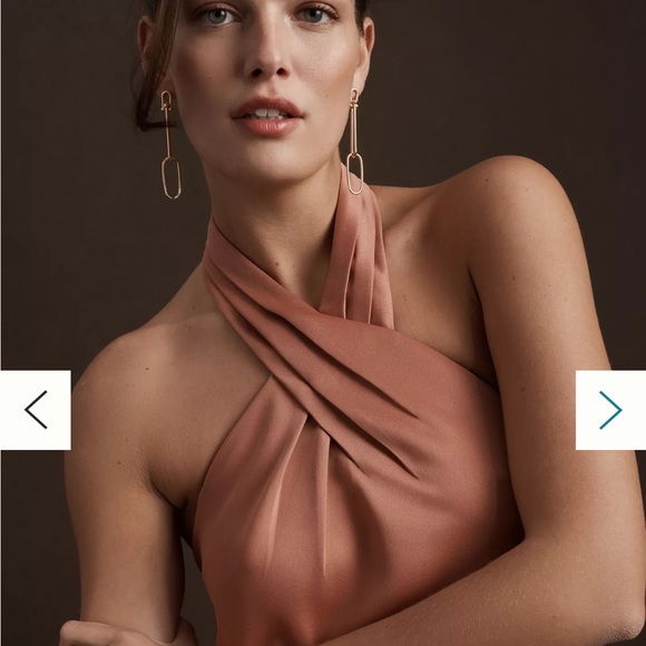 BHLDN Anthropologie Ruby Twist Halter Satin Gown Sz 16W NWT Rose Pink Sedona - Picture 4 of 6